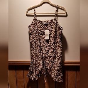 🍭Bershka leopard wrap dress with criss cross front tie and adjustable